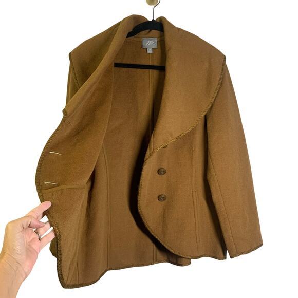 J. JILL Jacket Blazer M Asymmetrical 3 Button Wool Blend Oversized Collar Unline - Picture 3 of 14